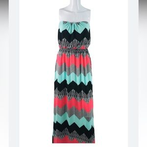 Colorful strapless maxi dress